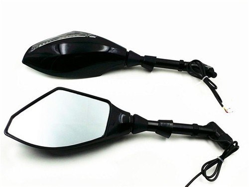 Black LED Turn Signal Mirrors For Suzuki Honda Kawasaki Ducati Street Nake Bike - Foto 2 di 7