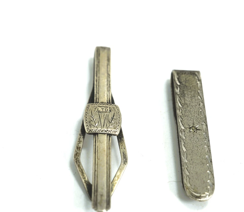 Lote de joyas de plata de ley para hombre - 2 pares de gemelos y 4 clips de corbata Foto 3 de 4