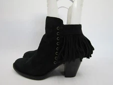 SOFFT Womens Size 7 M Black Suede Fringe Zip Ankle Fashion Boots