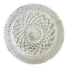 VTG Wexford Clear Cut Glass Ashtray 8.2" Mid Century Anchor Hocking ? Large Size