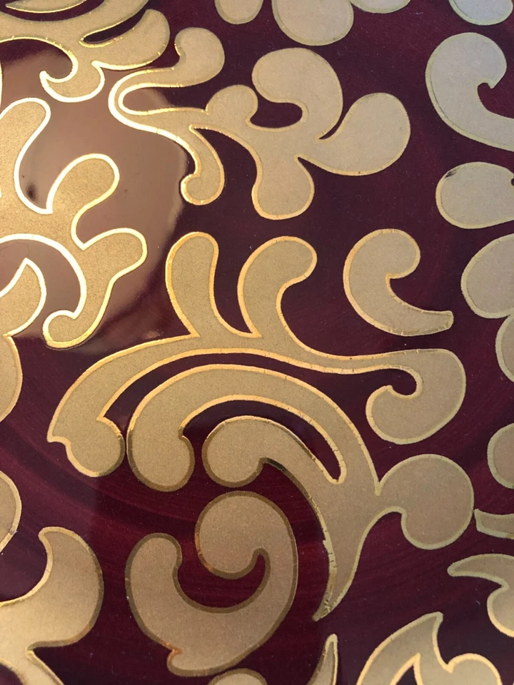 Crate&Barrel 16EA Dinner & Salad plates red/gold CERAMICA F.GIORGI VARM Holiday - Image 3 of 4