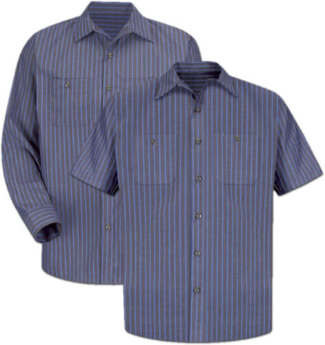 Red Kap Work Shirt Poplin Stripe 2 Pocket Men's Industrial Uniform - Picture 13 of 24