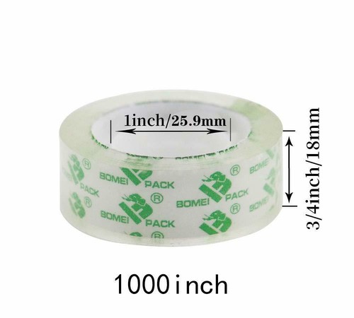 Clear Transparent Tape Rolls 3/4" x 1000" Dispenser Refill 6 Tape Rolls - Picture 2 of 7