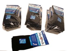 9 Pair Socks Black MEN WOMEN Travel Sport CREW Medium Cotton MediPeds 8399