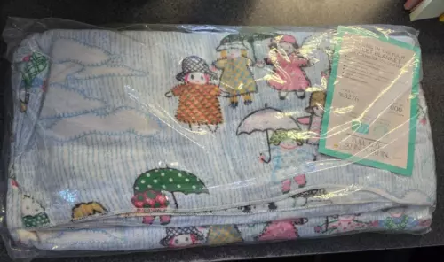 Vtg Full Size Sheet Blanket Sears Roebuck Singing In The Rain 80"x90" Multicolor