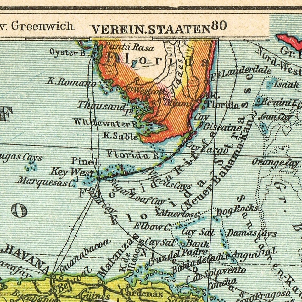 CUBA 1910  PUERTO RICO  DOMINICAN R. Original Antique  Map  The BAHAMAS - Image 2 of 4