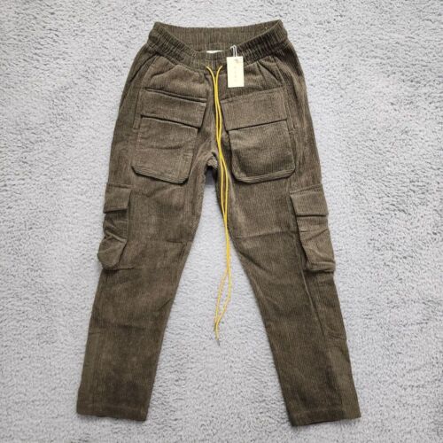 MNML Corduroy Snap II Cargo Pants Mens XS Green Drawstring Snap Ankle NEW w/ Tag - Picture 2 of 16