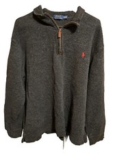 Polo Ralph Lauren 1/4 Zip Sweater Pullover Men's Size XLT Cotton Charcoal Gray