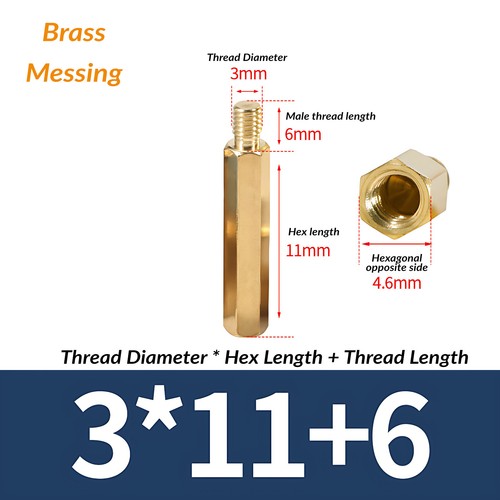 M2 M2.5 M3 M4M5 Male to Female Standoff PCB Threaded Spacers Hex Hexagonal Brass - Picture 83 of 147
