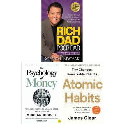 Rich Dad Poor Dad, Atomgewohnheiten, Die Psychologie des Geldes 3 Bücher Sammlung Set