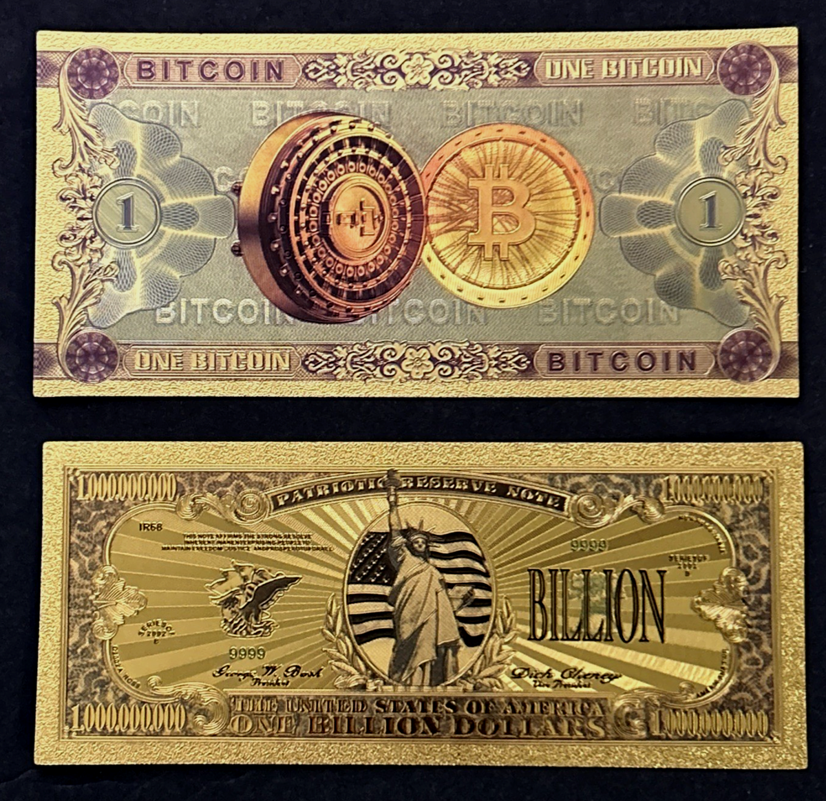 24k GOLD*‼️Billionaire Bitcoin BTC Bank Note Crypto Banknote Foil SET of 2  | eBay