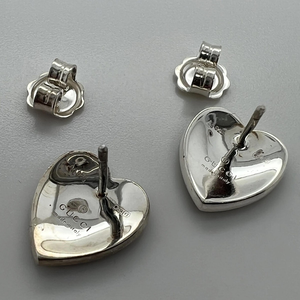 Gucci Light Blue Enamel Interlocking G Heart Stud Earrings