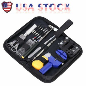 Watch-Repair-Tool-Kit-Opener-Link-Remover-Spring-Bar-Free-Hammer-Carry-Case-BS