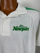 Vintage 80s Newport Cigarettes Polo Shirt Men XL Slim Alive With Pleasure USA