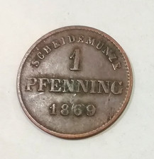 Scheidemounze Królestwo Bawarii, 1 fenig, 1869.