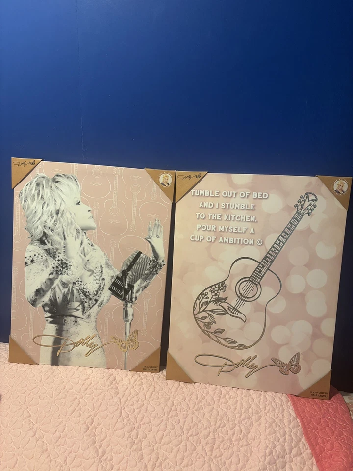 New Dollar General Dolly Parton Pink Wall Canvas Art Set 18×24. - Image 1 of 1