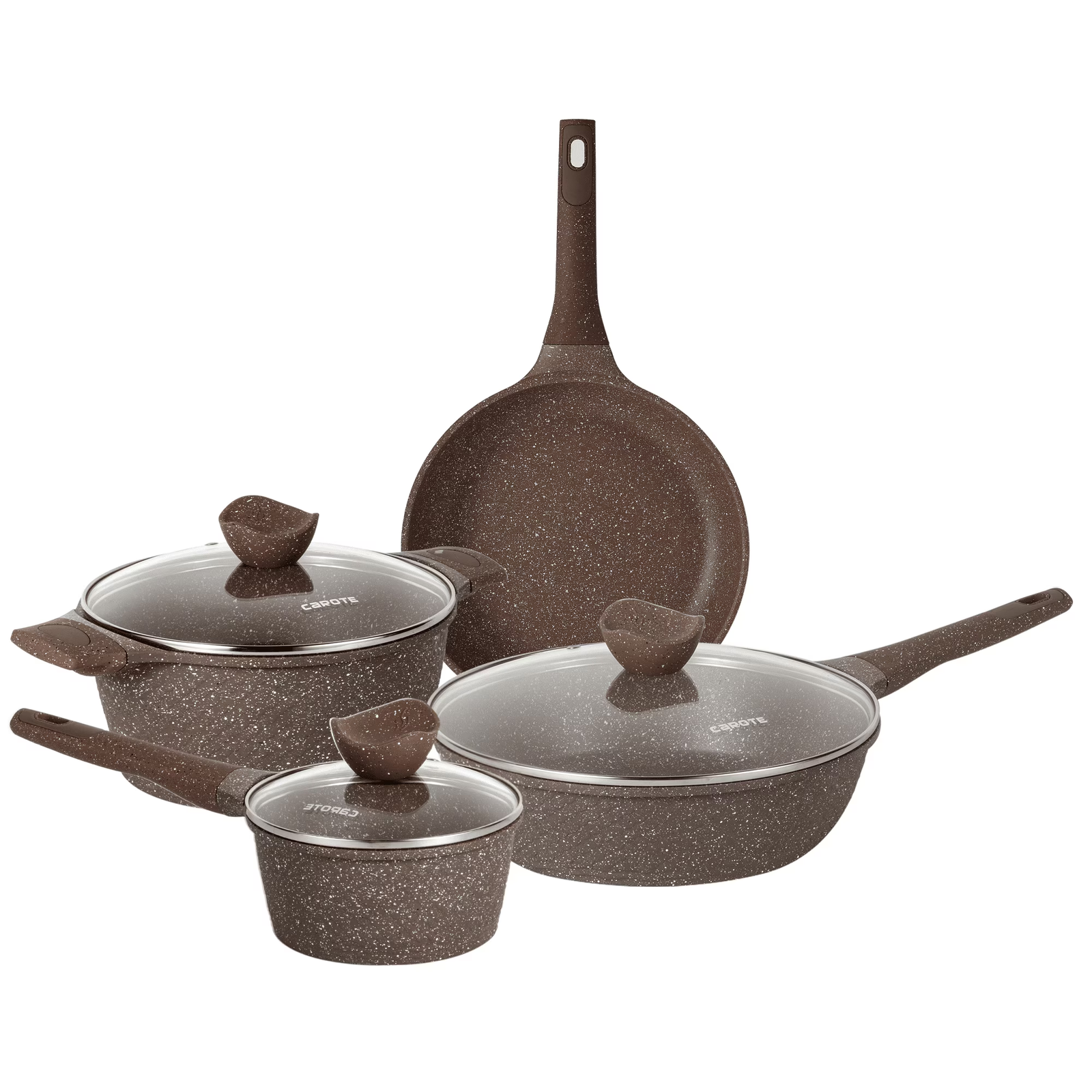 7-Piece Nonstick Cookware Set Brown Induction