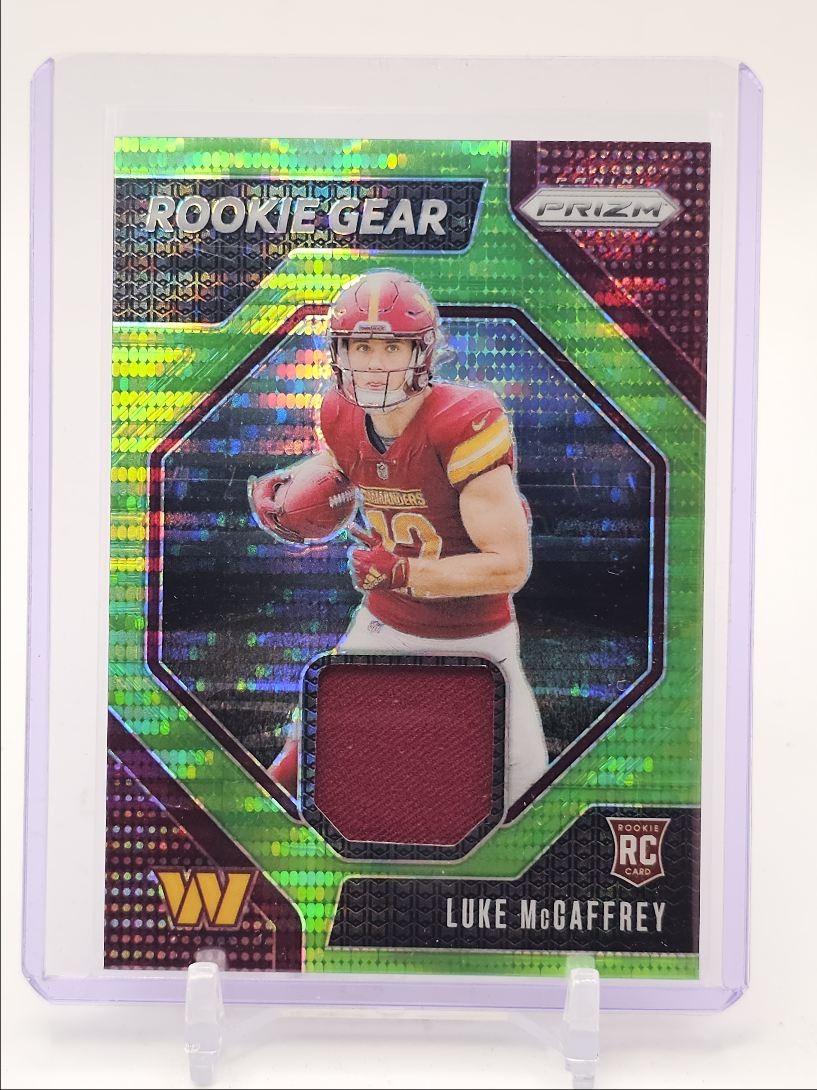 LUKE MCCAFFREY 2024 PRIZM ROOKIE GEAR NEON GREEN PULSAR PATCH RC Q0072