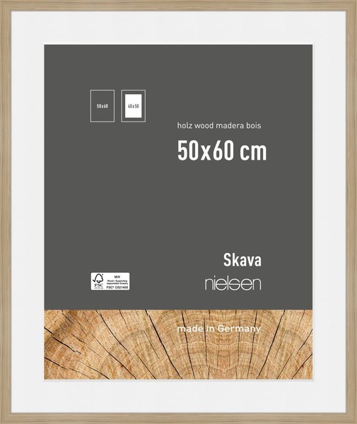Nielsen Holz-Bilderrahmen Skava Eiche 50X60 Cm Mit Passepartout 40X50 Cm-image