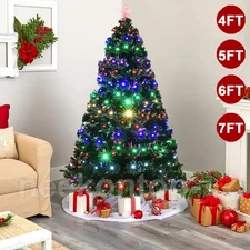 Fibre Optic Christmas Tree Xmas LED Lights Pre Lit Green Color Changing 4ft-7ft