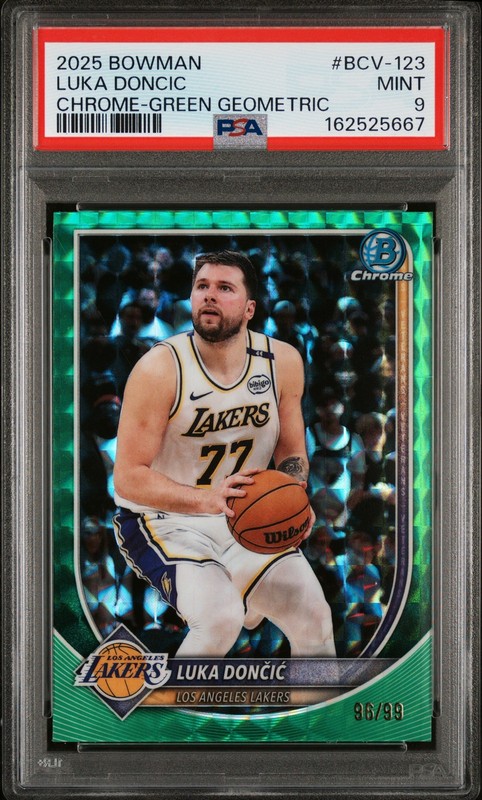 2025 Bowman #BCV-123 Luka Doncic Chrome-Green Geometric PSA 9