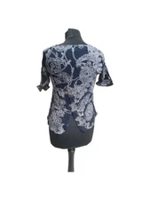 Vero Moda Floral Top Blouse XS  6 summer Boho White Blue hippie flower minimal