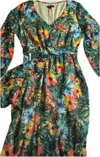INC International Concepts Floral Print Long Sleeve V-Neck Maxi Dress Size 8