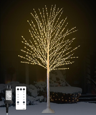 6FT Lighted Birch Tree, Birch Tree with 880 LED Lights, 8 Twinkling Modes and Ti