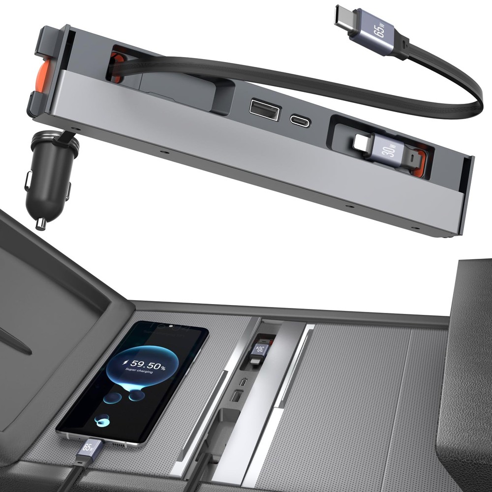 Retractable USB Hub for Tesla Model 3 Highland 2024 Center Console Compatible with New Model 3  
