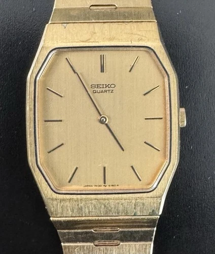 Vintage Seiko Tank Watch Gold Tone Rectangle 7430-5079 A0 Untested