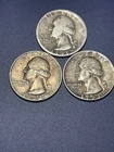 Mixed date George Washington 90 % Silver Quarters Lot Of 3