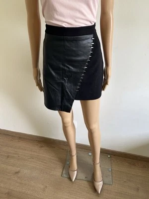 Jupe noire avec simili cuir Morgan taille 38 en excellent état - Photo 1/4