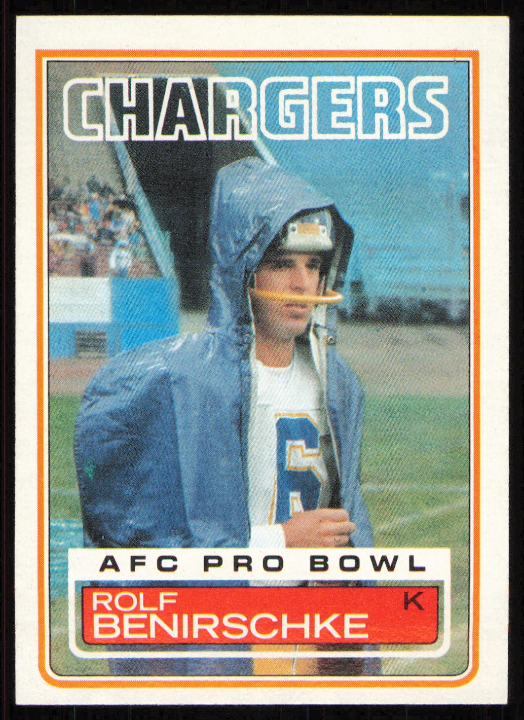 1983 Topps #371 Rolf Benirschke San Diego Chargers Card