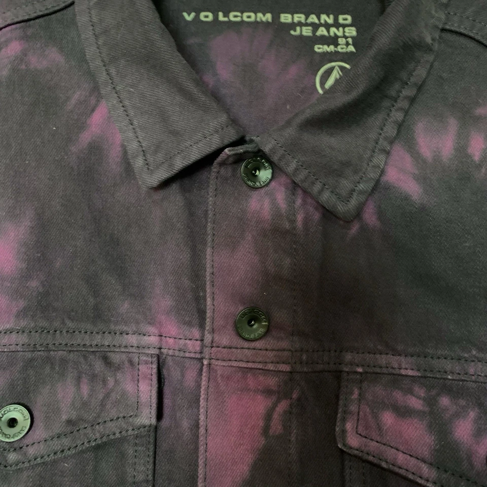 Volcom x Vaderetro Jacket Purple Tie Dye Denim Trucker Graphic Artist Mens Large - Image 4 of 4