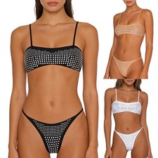 Women Bathing Suit Beachwear Set Adjustable Spaghetti Straps Swimwear Outfit