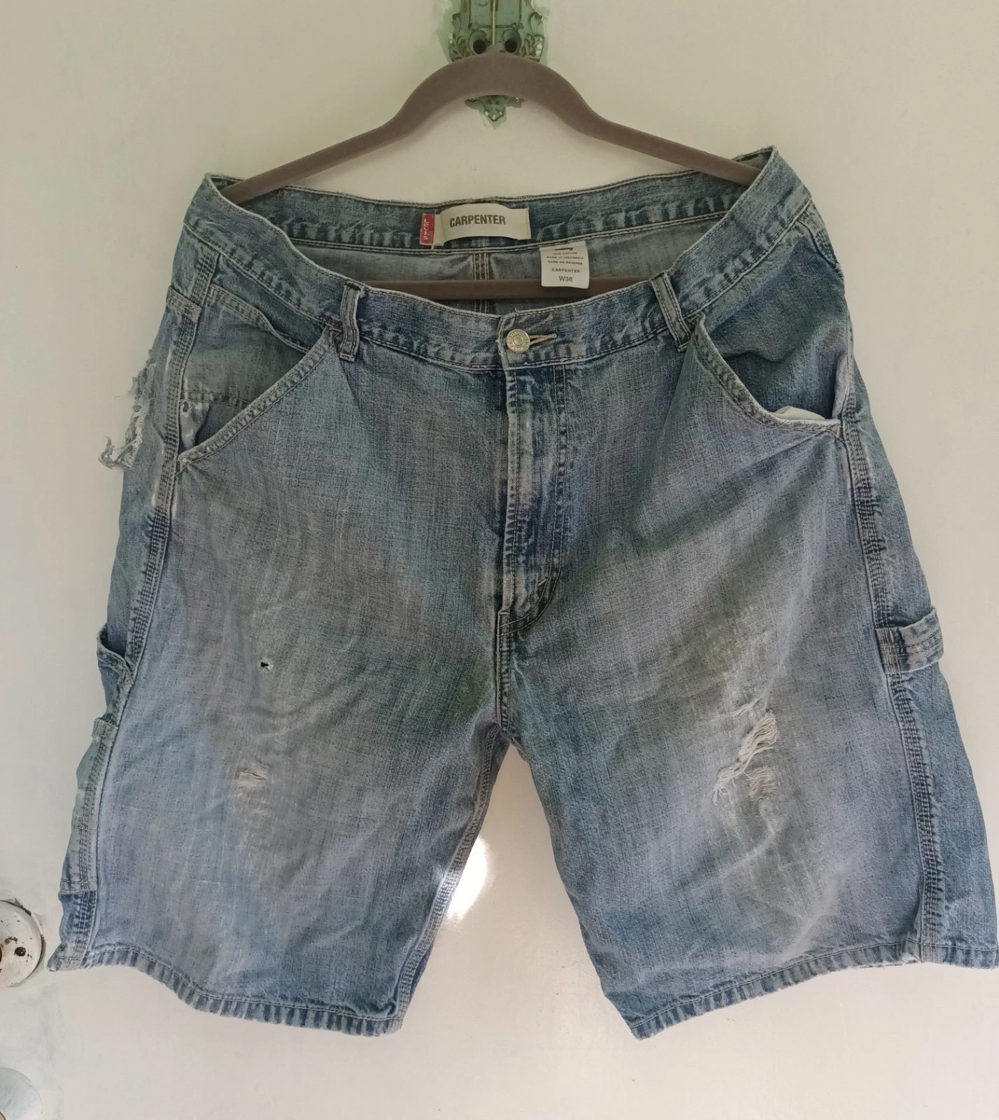 Levi's Carpenter Thrashed Distressed Ripped Grunge Skater Shorts Streetwear Punk