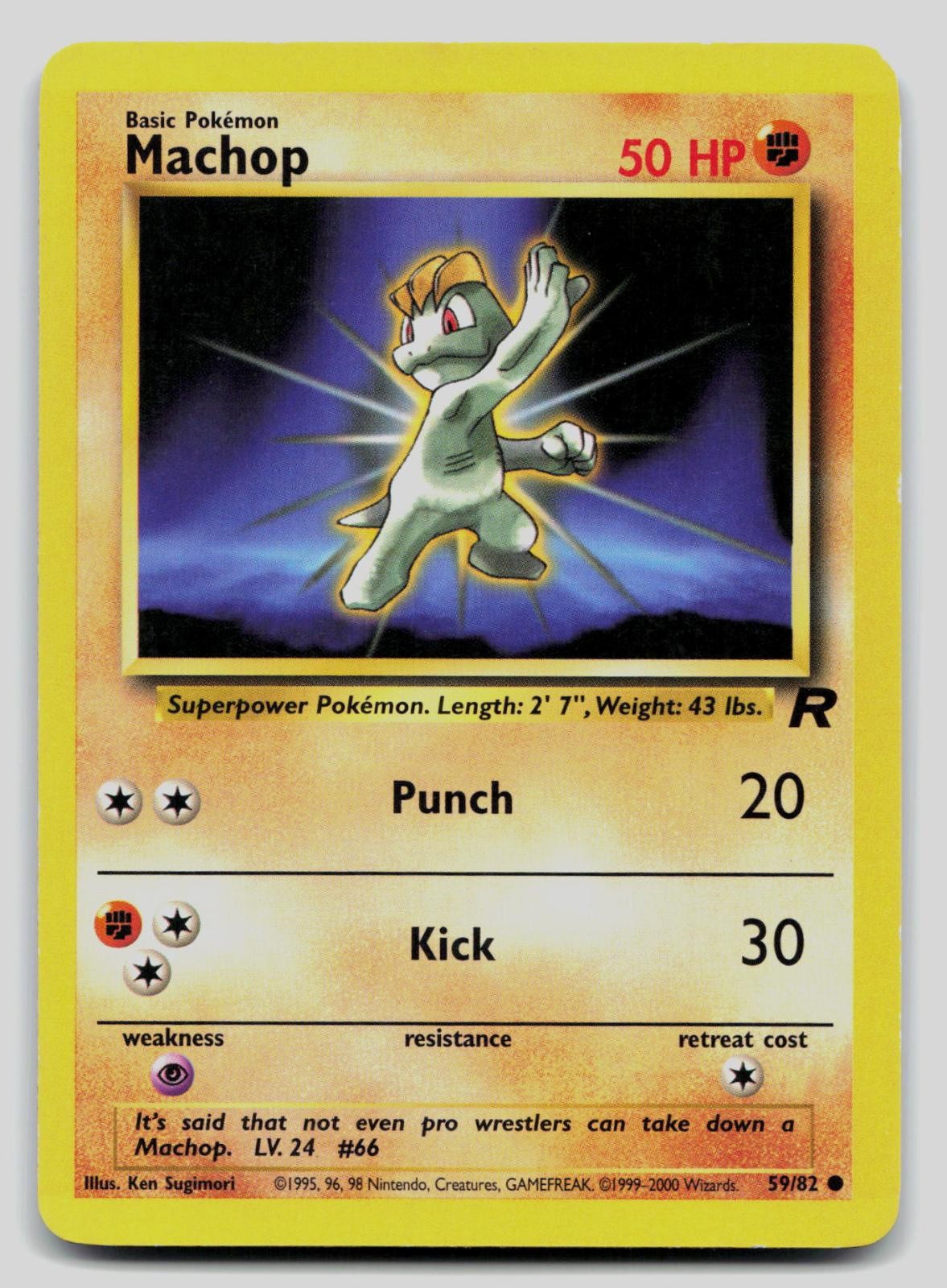 Machop 59/82 Common Team Rocket Pokemon Unlimited Lightly Played