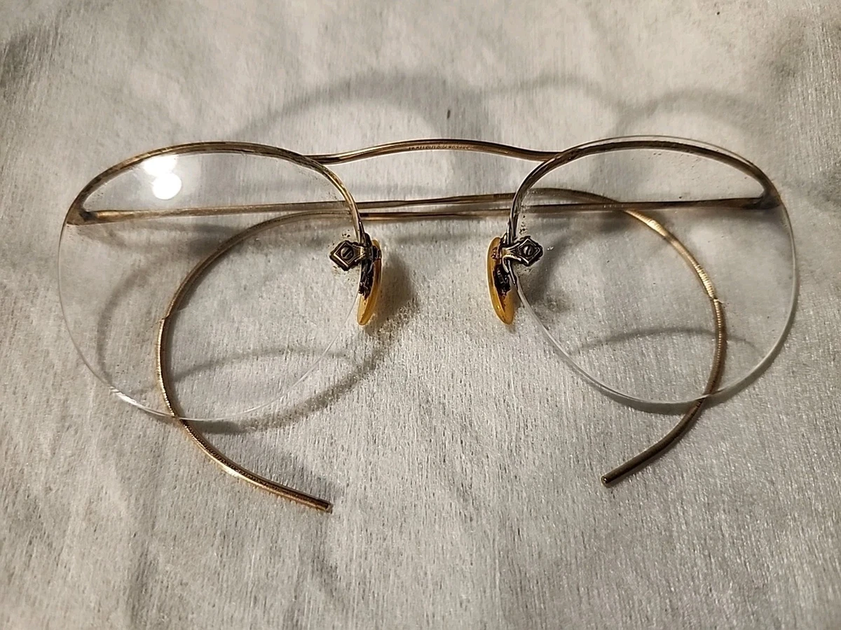 Gold Adult Unisex 1930s Decade Vintage Eyeglasses for sale  display picture 1