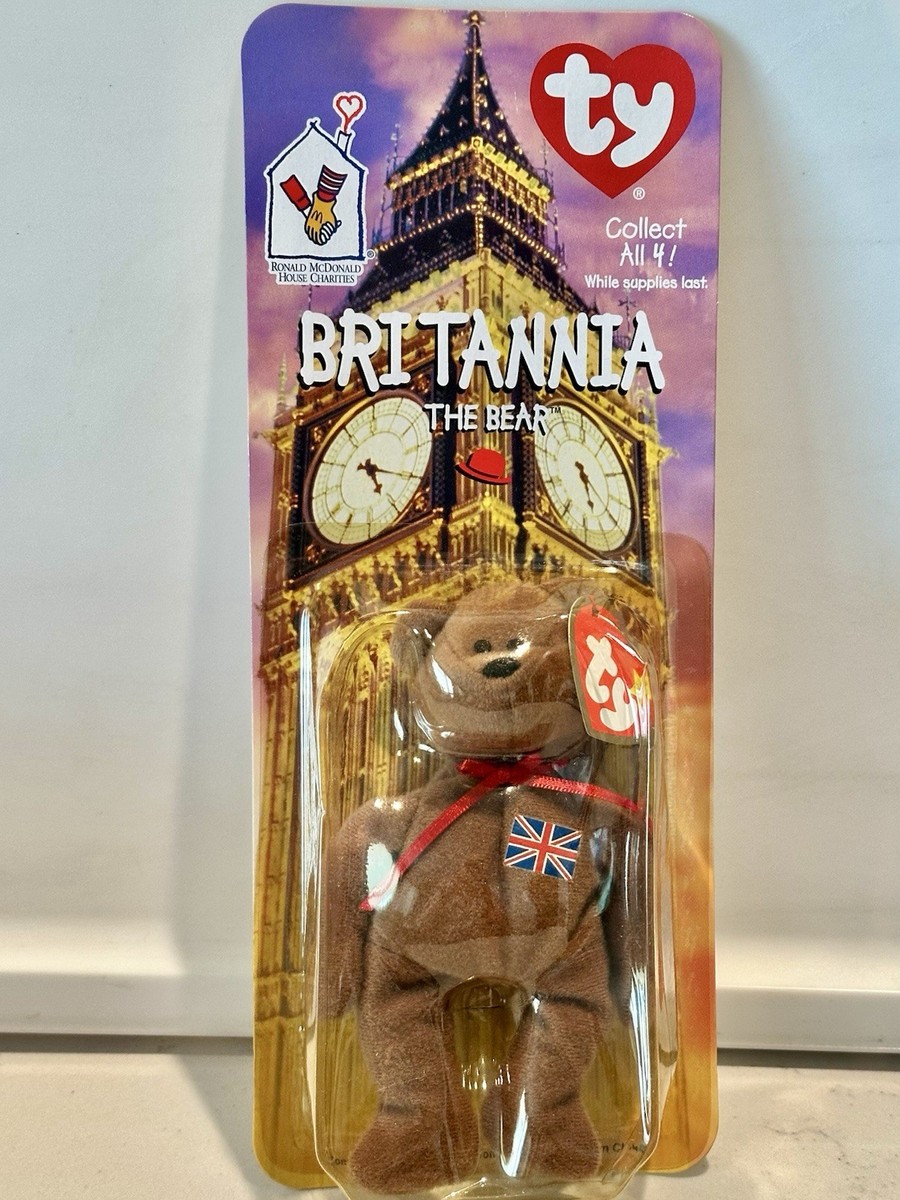 Rare McDonald's “BRITANNIA THE BEAR” Beanie Baby-Unopened Box, w/2