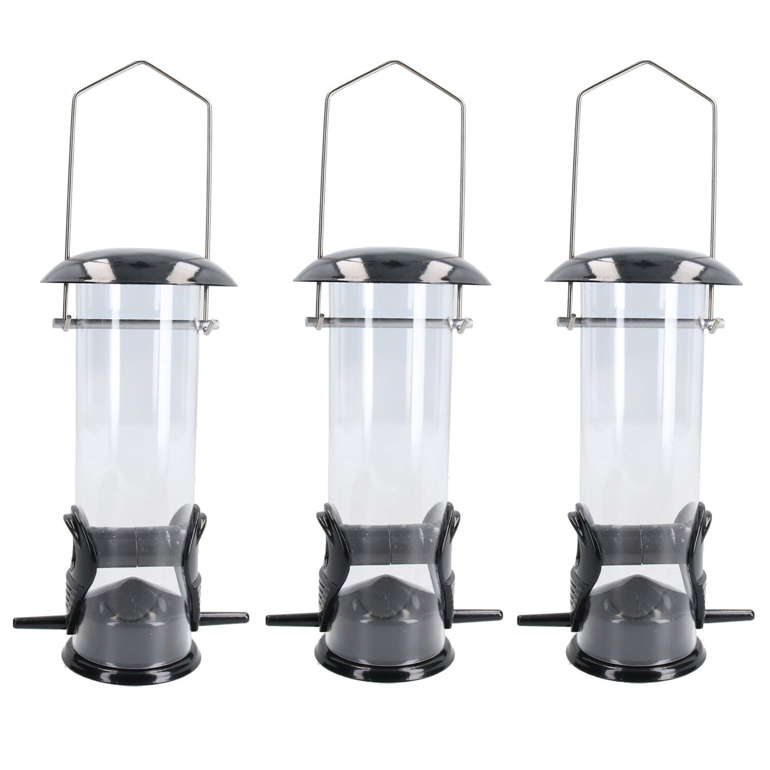 3PK Small Deluxe Bird Feeder Seed Holder Hanging Feeding Station For Wild Birds