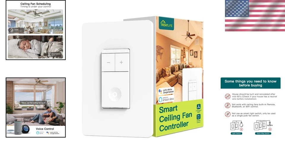 WiFi Smart Fan Control with Remote & App Scheduling - Works with Alexa & Google - Image 2 of 4