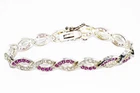 $395 .925 Sterling Silver 6.50CT Natural Ruby & Topaz Cluster Infinity Bracelet