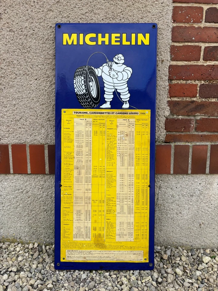plaque émaillée tableau pression pneus MICHELIN - Photo 1/4