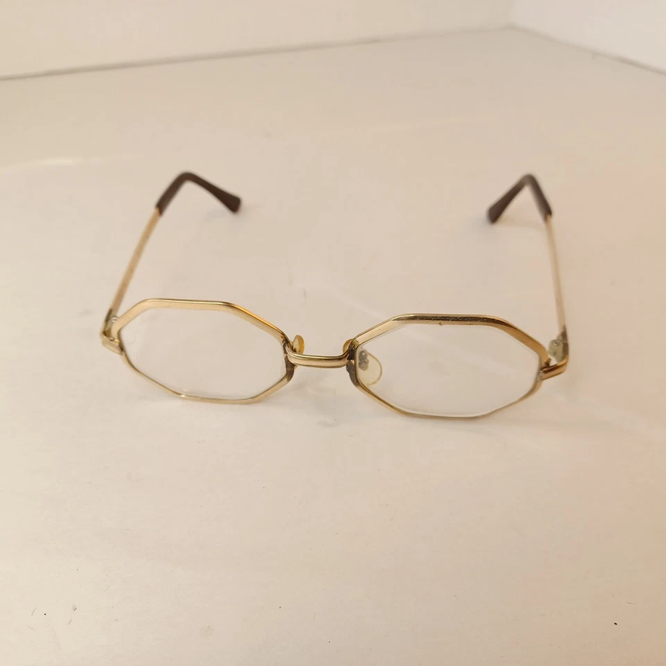 Vintage Raybert Eyeglasses Frames Hexolux Gold Octagon 48/20 - Image 4 of 4