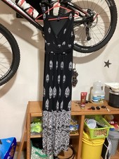 Chaps Black With White Maxi Dress Batik Pattern Size Medium Sleeveless