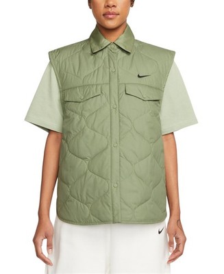 Nike Women's Quilted Vest Green Polyester Nylon, Size Medium