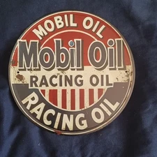 Metal Sign 8" Round Man Cave Wall Art Garage Bar Gas Station Oil Mobil Oil #1