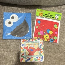Vintage Sesame Street Party Supplies Lot 1999 2001 Elmo Cookie Monster Big Bird