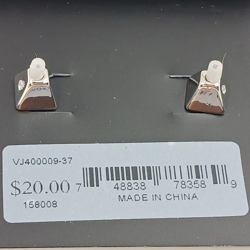 Pendientes Vince Camuto 7/8" Barra Rectangular Cierre Empujar Tono Plata Brillante Nuevos Foto 3 de 3