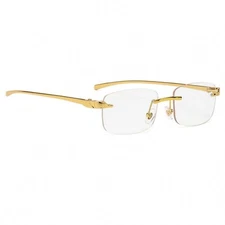 Gold Frame Leopard Rimless Mens Vintage Clear Lens Hip Hop Frameless Glasses